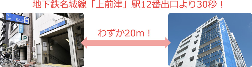 地下鉄名城線「上前津」駅12番出口より30秒！